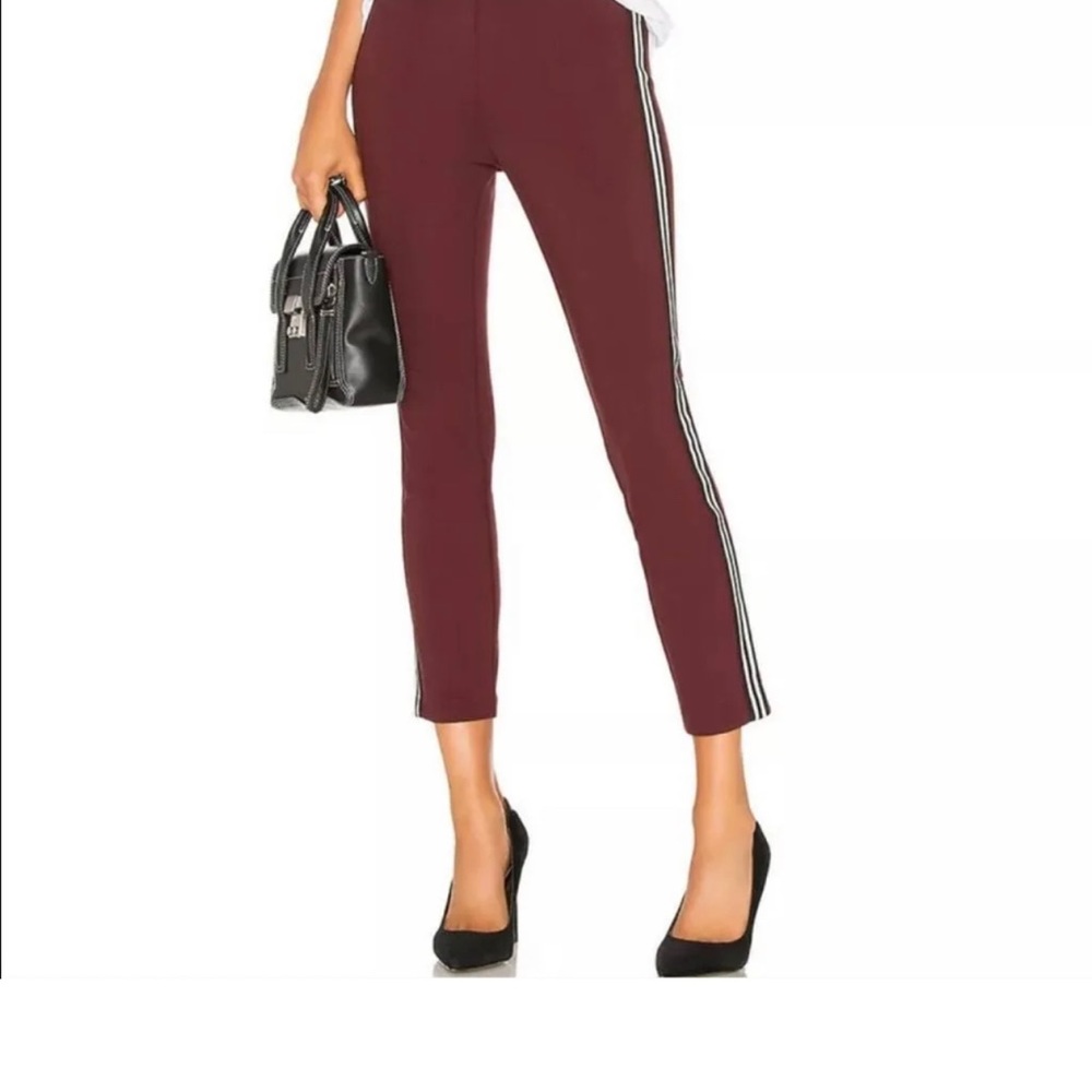rag & bone Simone Burgundy Red Black & White Side Stripe Ponte Crop Pants